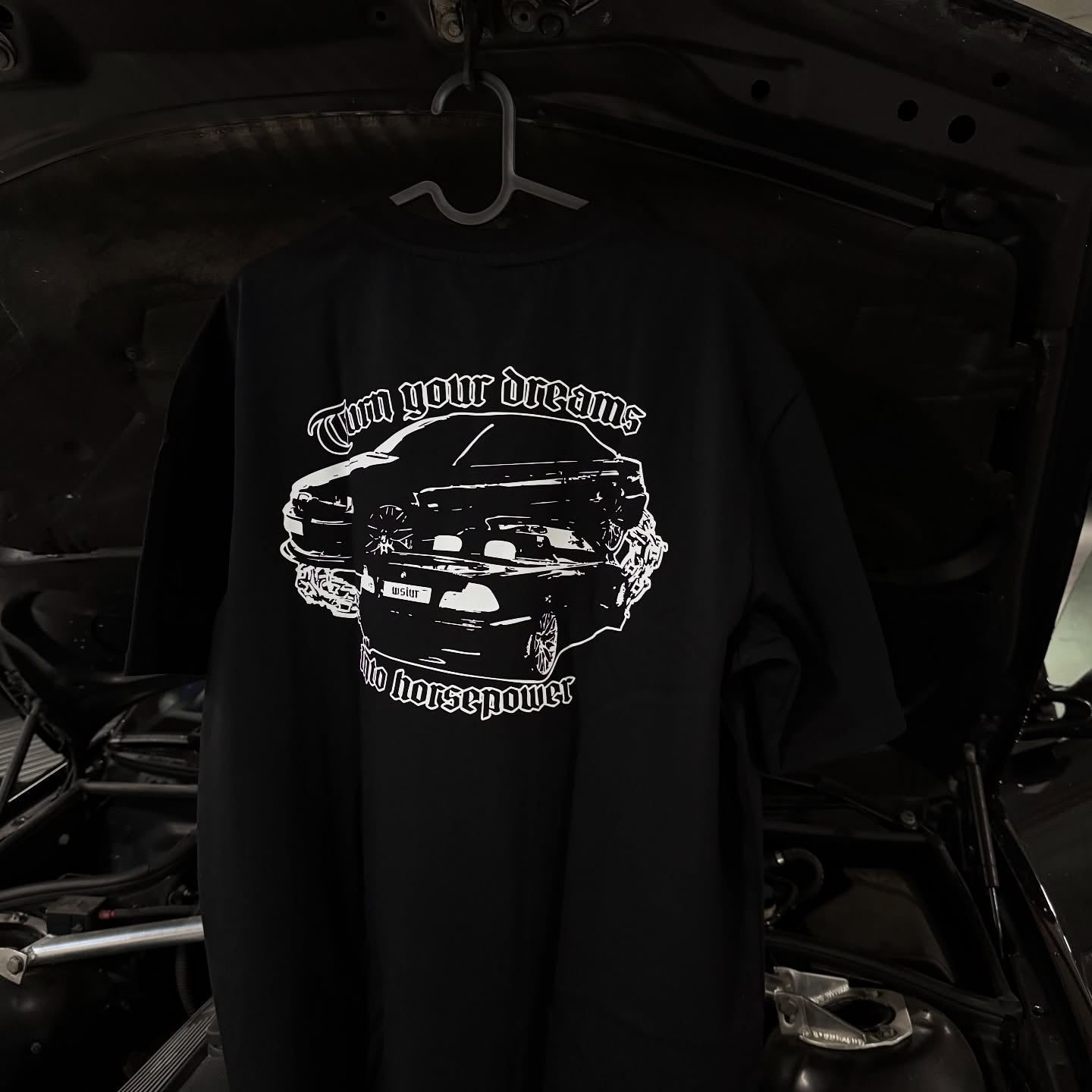 Koszulka "Turn your dreams into horsepower" Czarna